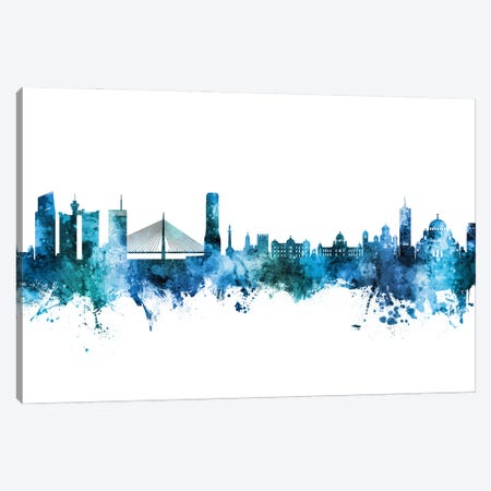 Belgrade Serbia Skyline Blue Teal Canvas Print #MTO3116} by Michael Tompsett Canvas Wall Art