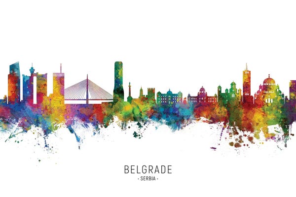 Typography: Belgrade Serbia Skyline City Name by Michael Tompsett