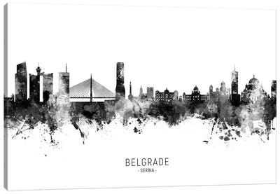 Belgrade Serbia Skyline Name Bw Canvas Art Print - Serbia