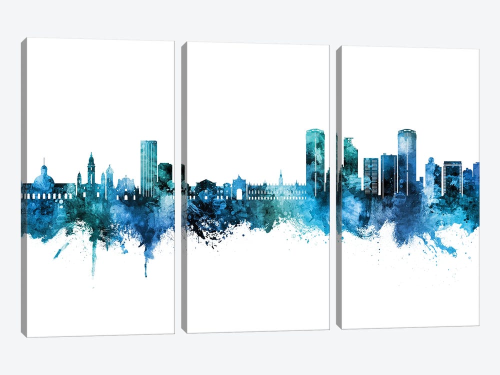 Caracas Venezuela Skyline Blue Teal by Michael Tompsett 3-piece Canvas Print