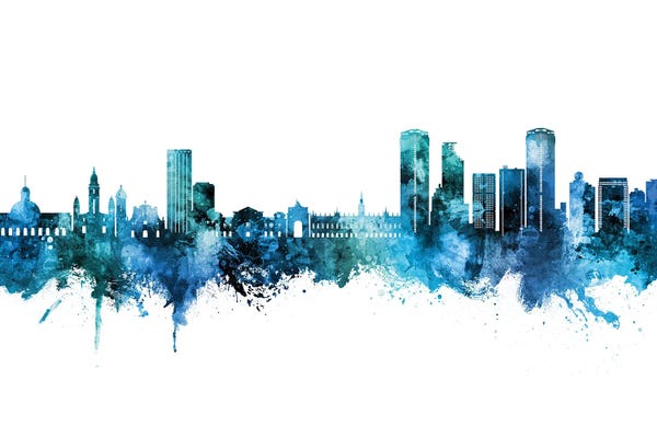 Venezuela: Caracas Venezuela Skyline Blue Teal by Michael Tompsett