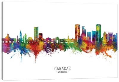 Caracas Venezuela Skyline City Name Canvas Art Print - Michael Tompsett