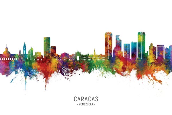 Michael Tompsett: Caracas Venezuela Skyline City Name by Michael Tompsett