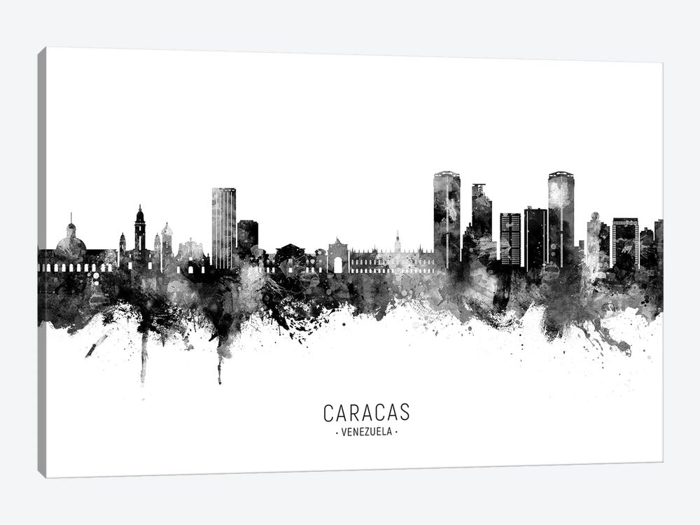 Caracas Venezuela Skyline Name Bw by Michael Tompsett 1-piece Canvas Art Print