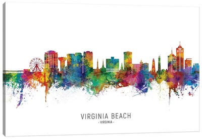 Virginia Beach Skyline City Name Canvas Art Print - Virginia Art
