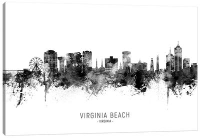 Virginia Beach Virginia Skyline Name Bw Canvas Art Print - Virginia Art