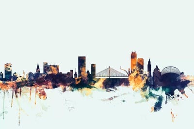 Liege, Belgium On Blue by Michael Tompsett framed wall art