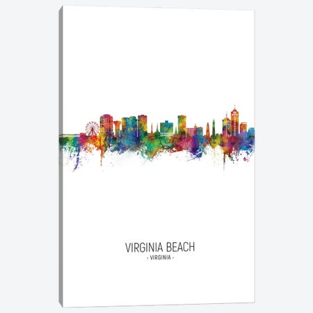Virginia Beach Virginia Skyline Portrait Canvas Print #MTO3130} by Michael Tompsett Canvas Art Print