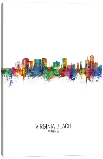 Virginia Beach Virginia Skyline Portrait Canvas Art Print - Virginia Art