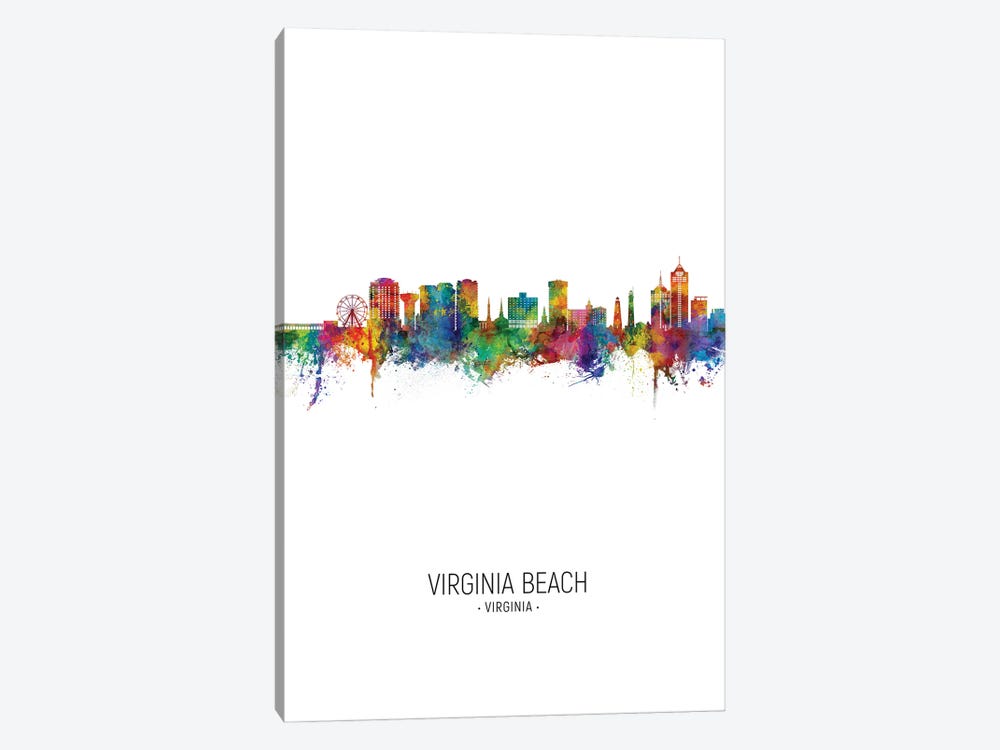 Virginia Beach Virginia Skyline Portrait by Michael Tompsett 1-piece Canvas Print