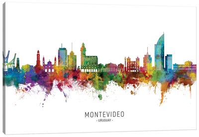 Montevideo Uruguay Skyline City Name Canvas Art Print - Uruguay