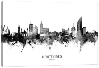 Montevideo Uruguay Skyline Name Bw Canvas Art Print - Uruguay