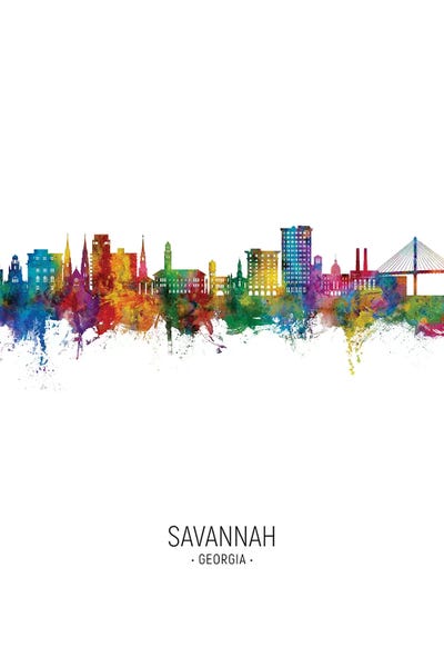 Georgia: Savannah Georgia Skyline Portrait by Michael Tompsett