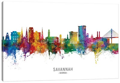 Savannah Georgia Skyline City Name Canvas Art Print - Savannah