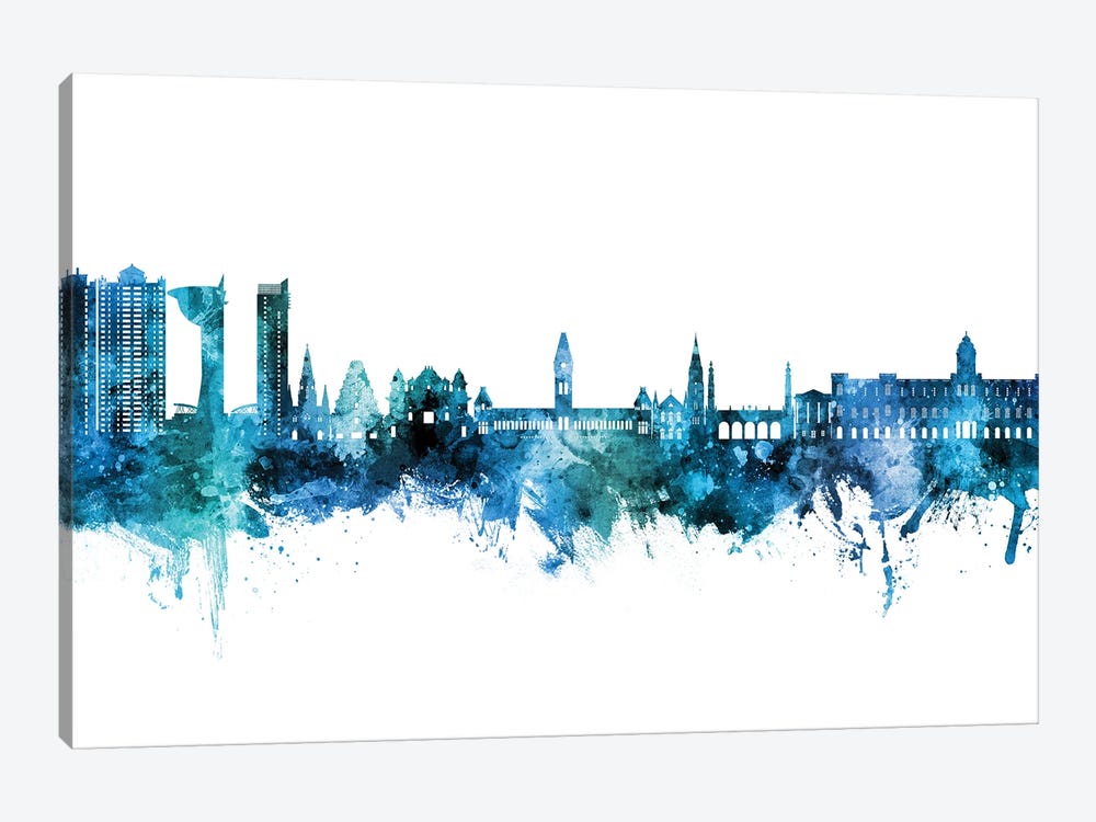 Chennai India Skyline Blue Teal by Michael Tompsett 1-piece Canvas Art Print