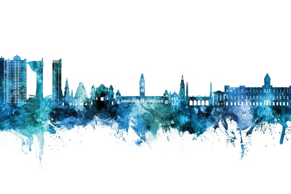 Uttar Pradesh: Chennai India Skyline Blue Teal by Michael Tompsett