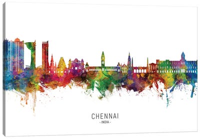 Chennai India Skyline City Name Canvas Art Print
