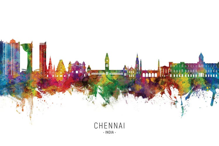 Chennai India Skyline City Name by Michael Tompsett wall art