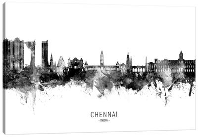 Chennai India Skyline Name Bw Canvas Art Print