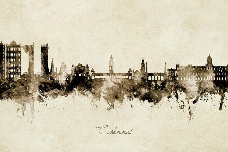 Chennai India Skyline Vintage