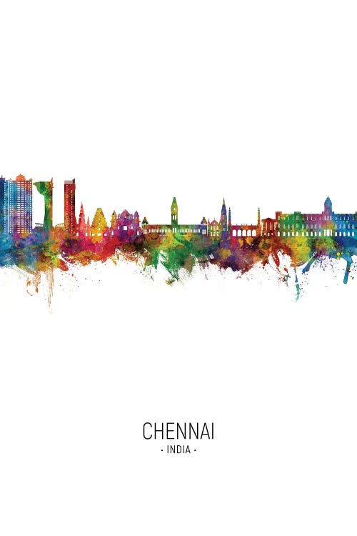 Chennai India Skyline Portrait by Michael Tompsett wall art