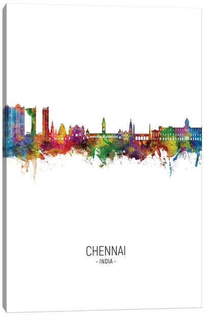 Chennai India Skyline Portrait Canvas Art Print