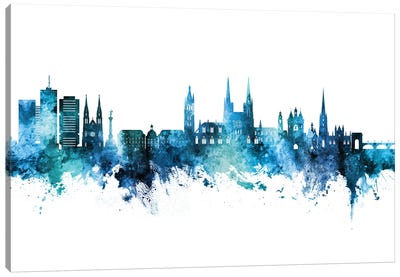 Bordeaux France Skyline Blue Teal Canvas Art Print
