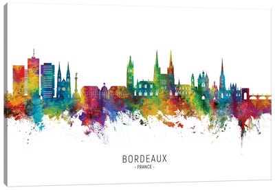 Bordeaux France Skyline City Name Canvas Art Print