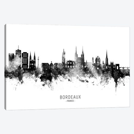 Bordeaux France Skyline Name Bw Canvas Print #MTO3148} by Michael Tompsett Canvas Art
