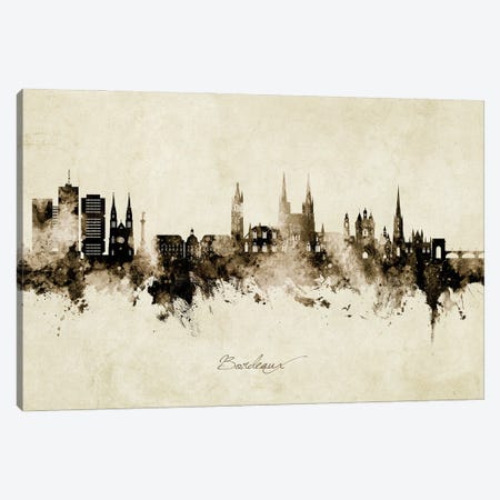 Bordeaux France Skyline Vintage Canvas Print #MTO3149} by Michael Tompsett Canvas Artwork