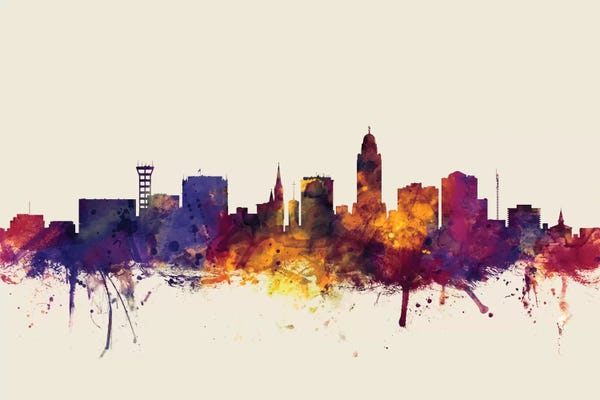 Nebraska: Lincoln, Nebraska, USA On Beige by Michael Tompsett