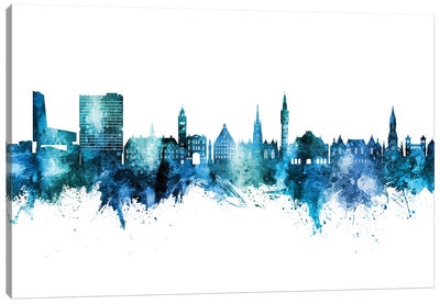 Lille France Skyline Blue Teal Canvas Art Print