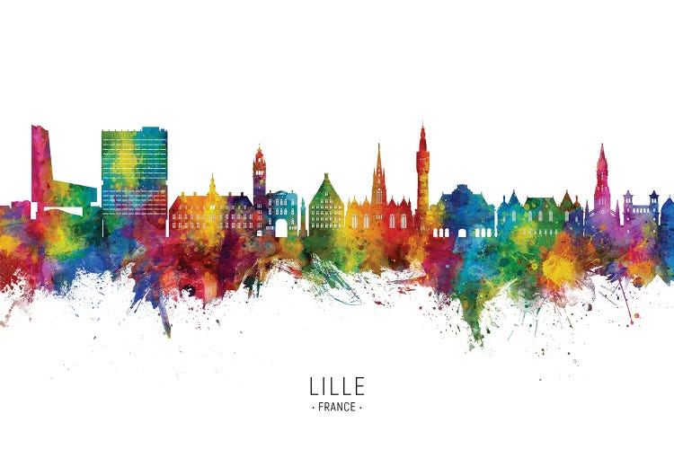 Lille France Skyline City Name by Michael Tompsett wall art