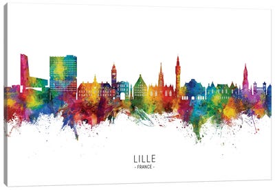 Lille France Skyline City Name Canvas Art Print