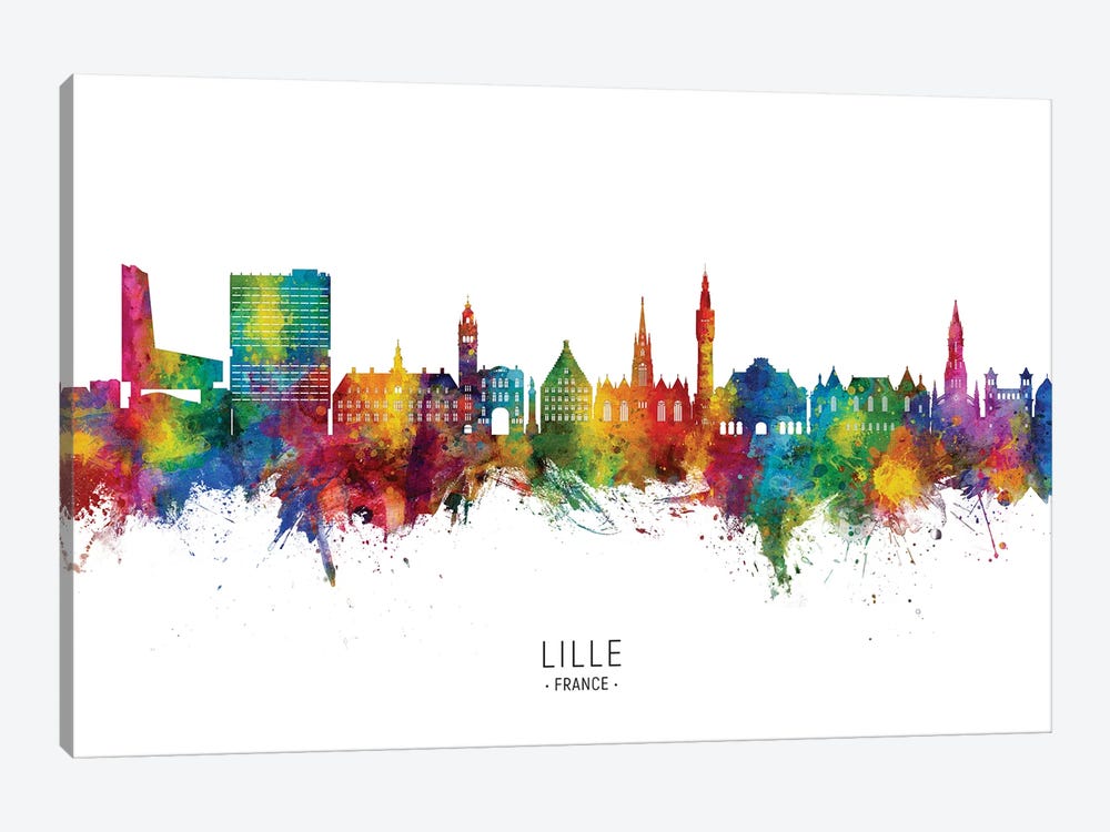 Lille France Skyline City Name by Michael Tompsett 1-piece Art Print