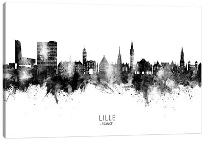 Lille France Skyline Name Bw Canvas Art Print