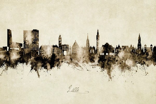 Hauts-de-France: Lille France Skyline Vintage by Michael Tompsett