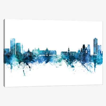 Rennes France Skyline Blue Teal Canvas Print #MTO3156} by Michael Tompsett Canvas Wall Art