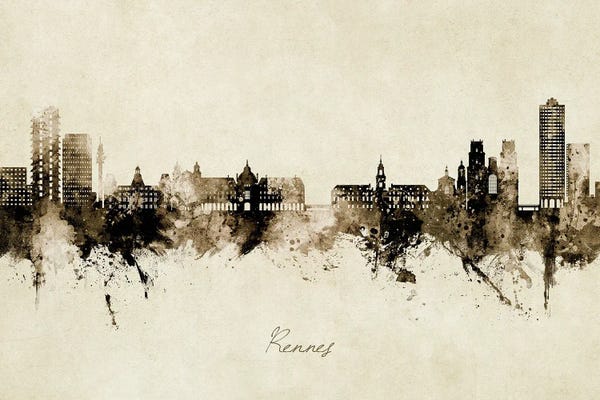Brittany: Rennes France Skyline Vintage by Michael Tompsett