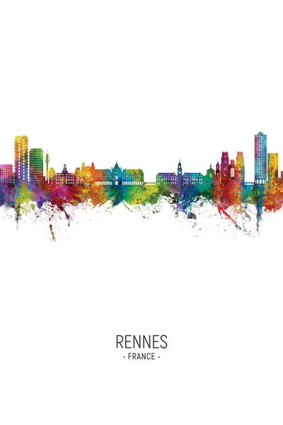 Rennes France Skyline Portrait by Michael Tompsett canvas print