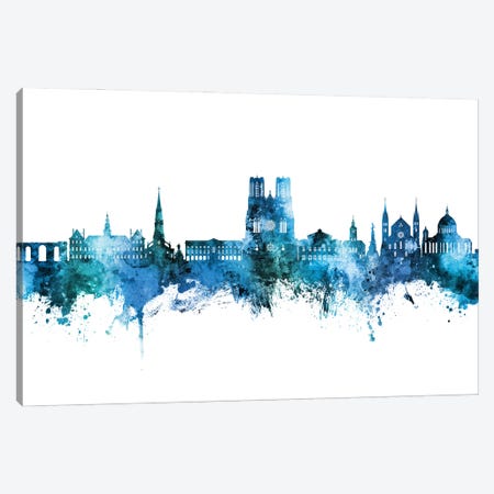 Reims France Skyline Blue Teal Canvas Print #MTO3161} by Michael Tompsett Canvas Art