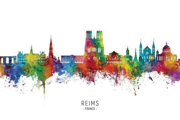 Reims France Skyline City Name