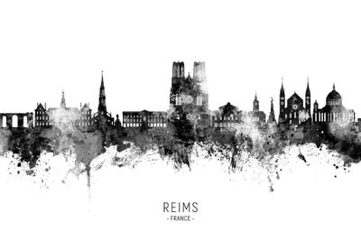 Reims France Skyline Name Bw by Michael Tompsett canvas print