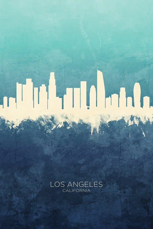 Los Angeles California Skyline Navy Cyan