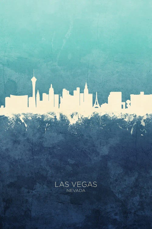 Las Vegas Nevada Skyline Navy Cyan
