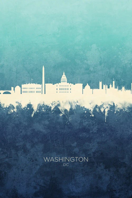 Washington DC Skyline Navy Cyan
