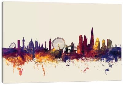 London, England, United Kingdom I On Beige Canvas Art Print - London Skylines