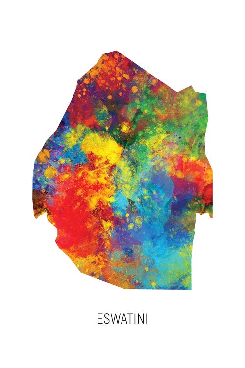 Eswatini Map by Michael Tompsett wall art