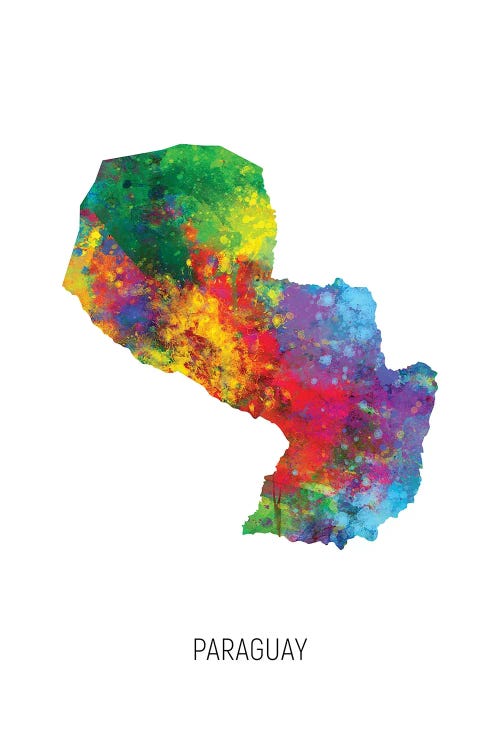 Paraguay Map by Michael Tompsett wall art