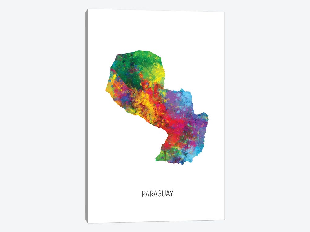 Paraguay Map by Michael Tompsett 1-piece Canvas Print